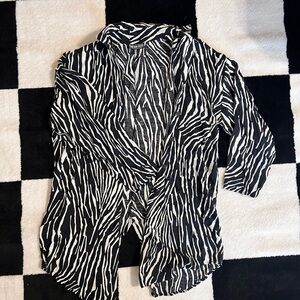 Vintage Zebra Print Open Front button up